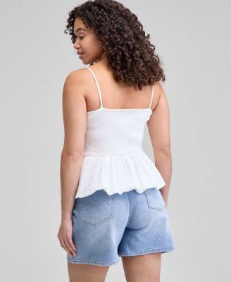 Women's Cotton Bubble-Hem Strapless Top, Exclusively at Macy's