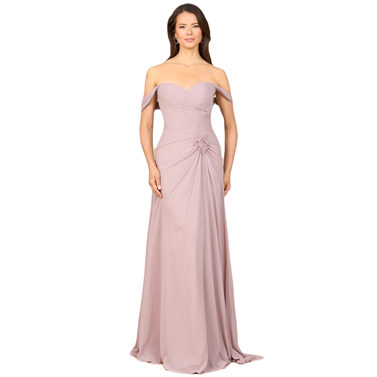 Women's Off Shoulder Chiffon Dress - Emerald green