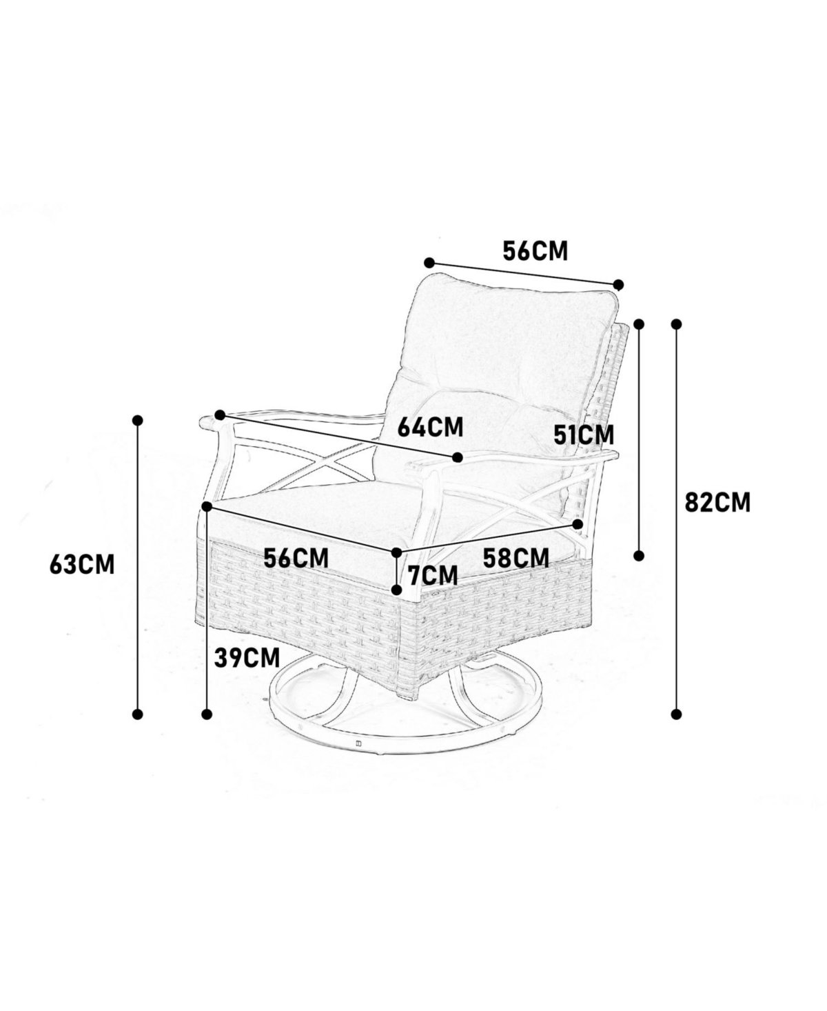 Streamdale 3pc Outdoor Swivel Rocker Set, Table, 2 Chairs, 350lb Cap