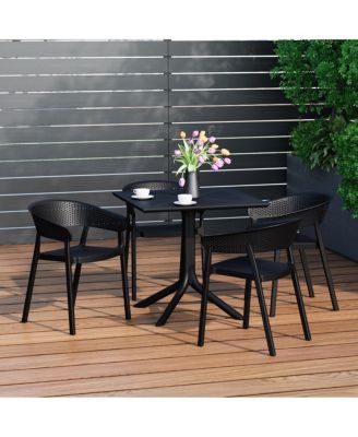 5-Piece Modern Patio Square Dining Table Set with Stackable Patio Dining Chairs