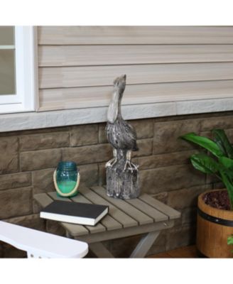 Outdoor Polystone Nautical Pelican's Perch Garden Patio Lawn Landscape Statue - 22" - Gray