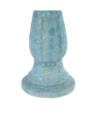 Avignon Ceramic Bird Bath with Lava Finish - Blue Distressed Ceramic Finish - 18.75" H
