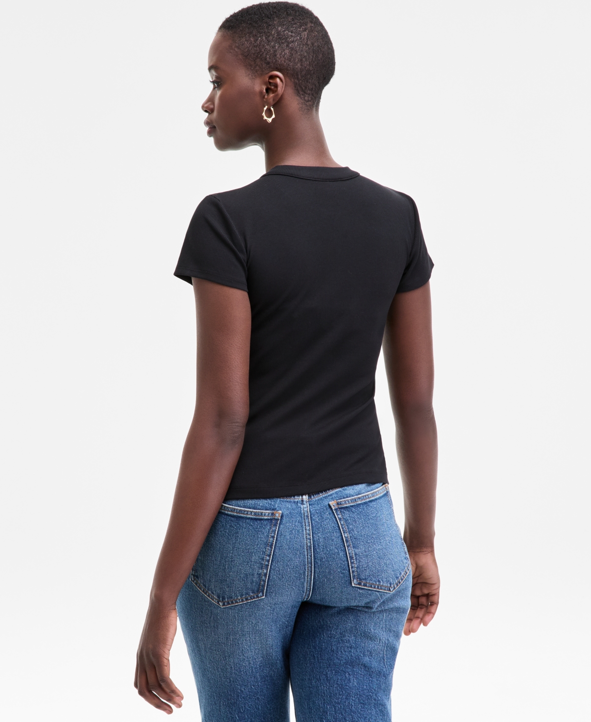 Shop On 34th Women's Rib-knit Short-sleeve Button Front Top, Exclusively At Macy's