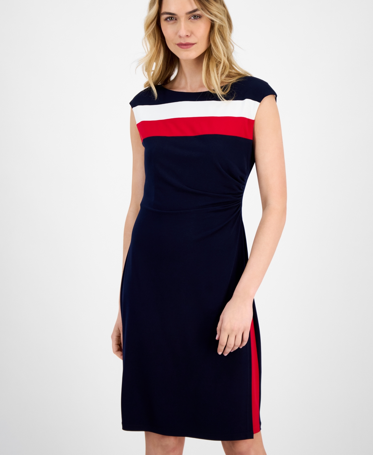 Connected Sleeveless Tri-tone Sheath Dress