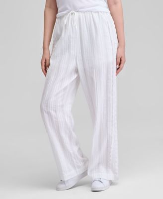 Women's Cotton Eyelet-Trim Drawstring Pants, Exclusively at Macy's