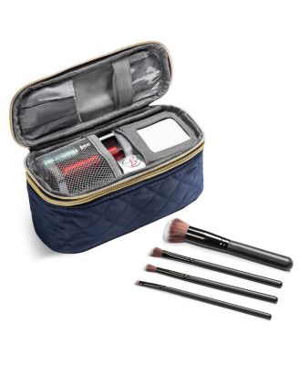 Travel Makeup Case (1 Piece) with Travel-Sized Makeup Brushes (4 Pieces) | Travel Accessories