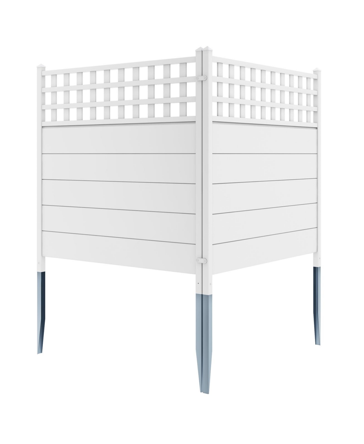 Air Conditioner Fence Panels with Metal Ground Stakes - White