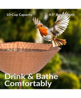 Outdoor Staked Metal Bird Bath - Copper UV-Resistant Finish - 34.25" H