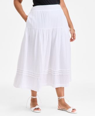 Trendy Plus Size Tiered Midi Skirt