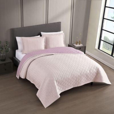 100% Cotton Sateen 3 Piece Textured Quilted King Size Coverlet Set