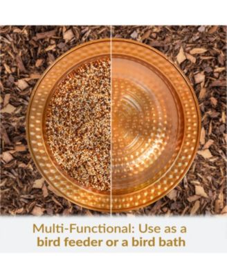 Outdoor Deck-Mounted Bird Bath or Bird Feeder with Copper Finish - 12"