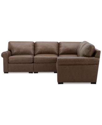 Radley Roll Arm 104" 5-Pc. Leather Square Corner L Sectional, Exclusively at Macy's