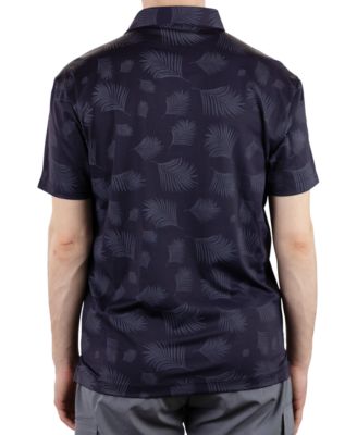 Men's Short Sleeve Two-Tone Leaf Print Polo Shirt