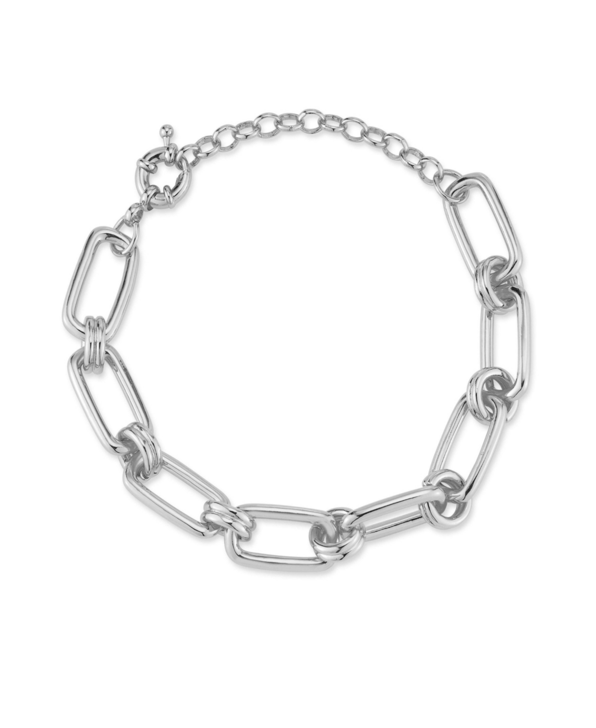 Rhodium Plated Link Chain Bracelet - Silver