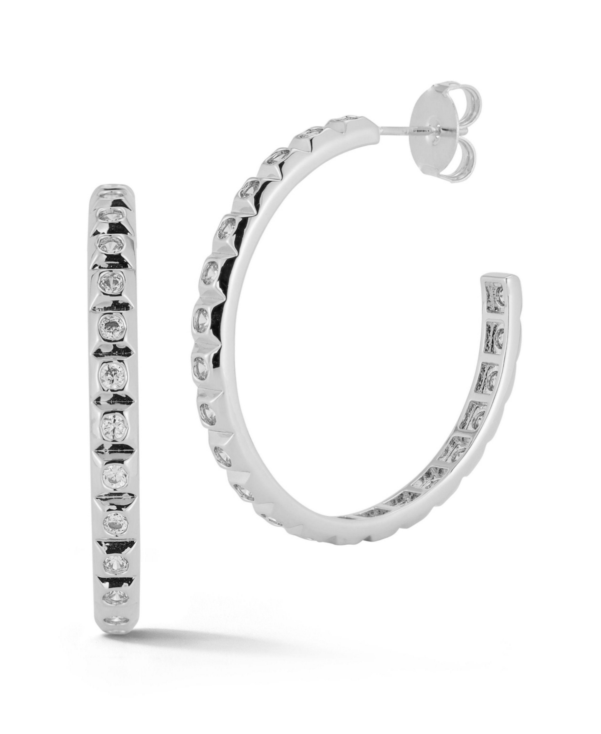 Rhodium Plated Square Hoop Earrings - Gold