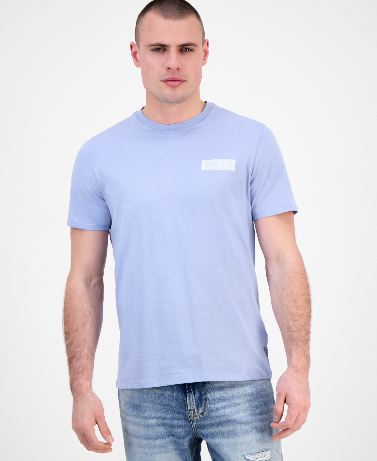 Men's Distressed Logo Crewneck T-Shirt - Nimbus Blue