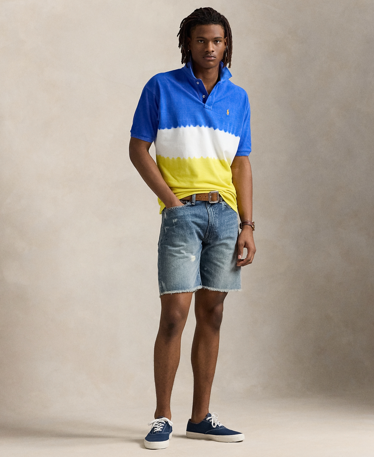 POLO RALPH LAUREN MEN'S CLASSIC-FIT DIP-DYED MESH POLO SHIRT