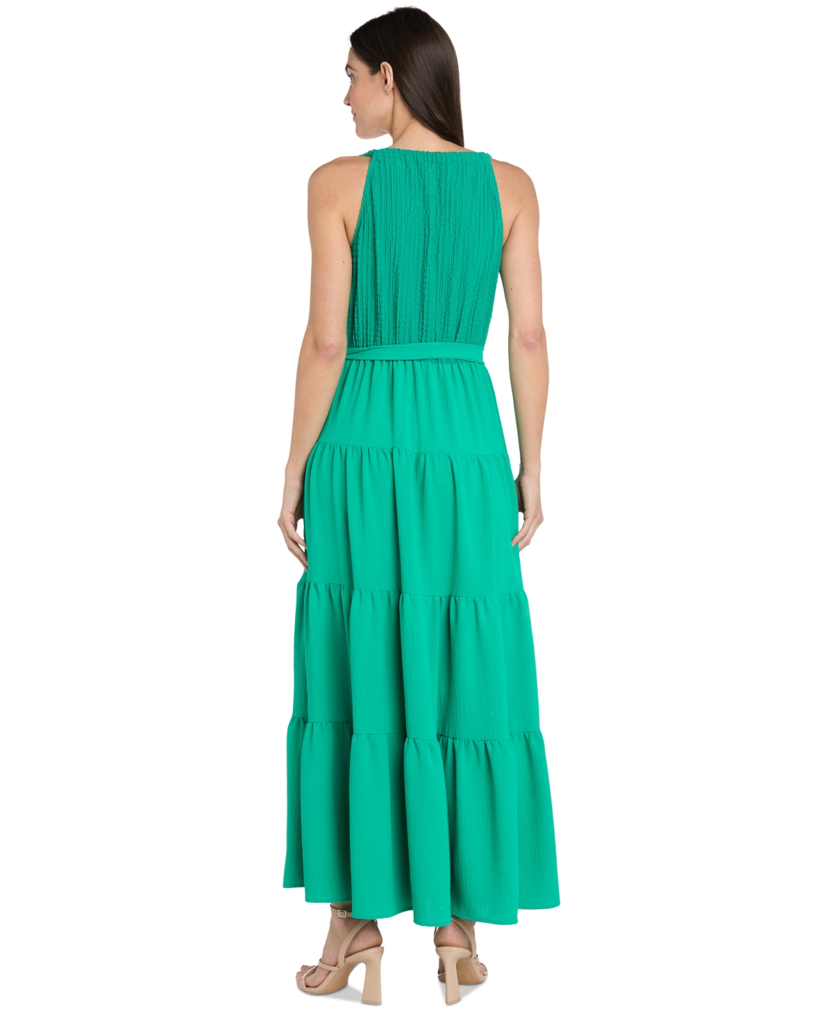 R & M Richards Women's Mixed-media Tiered Maxi Dress In Multi
