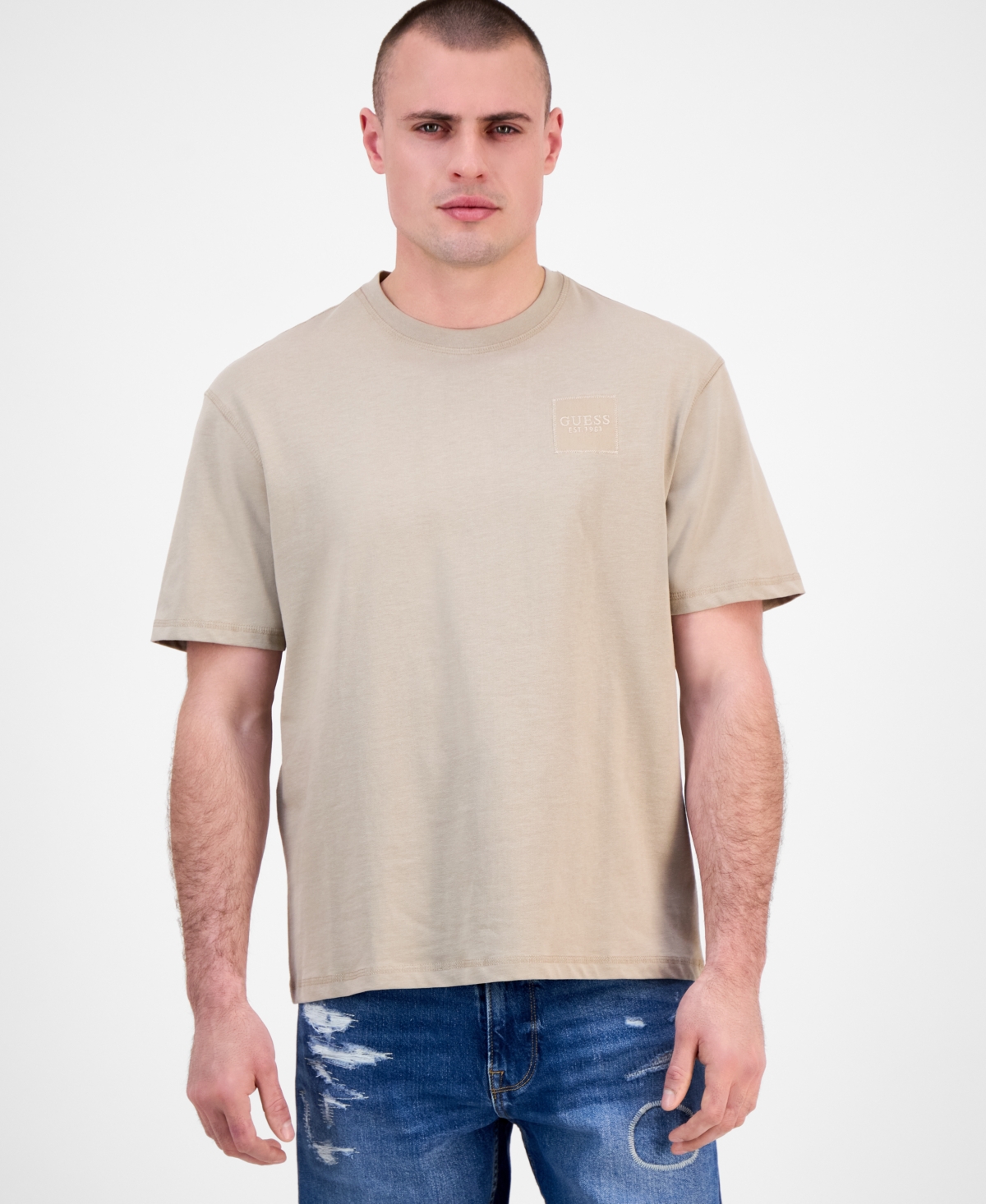 Men's Relaxed Fit Short Sleeve Chest Patch Crewneck T-Shirt - Impact Grey