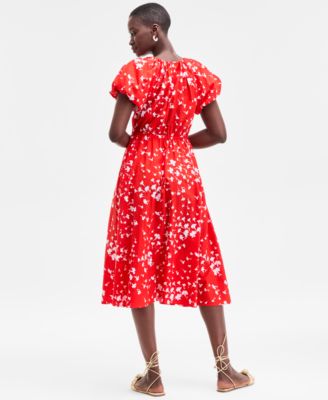 Women's Puff-Sleeve Midi Dress