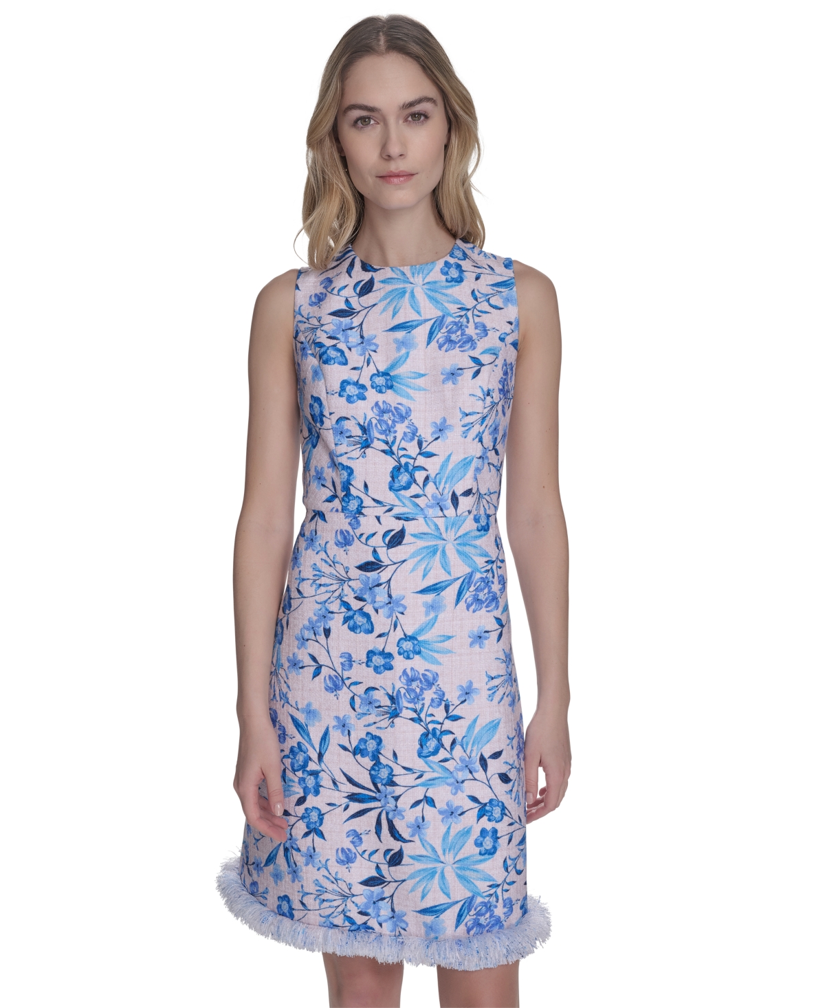 ELIZA J WOMEN'S TWEED A-LINE FLORAL-PATTERN DRESS 