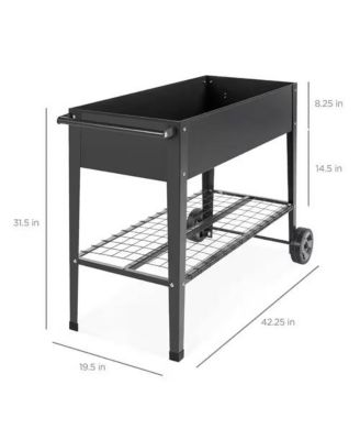 Metal Raised Garden Bed Planter Cart on Wheels 37-inch x 15-inch