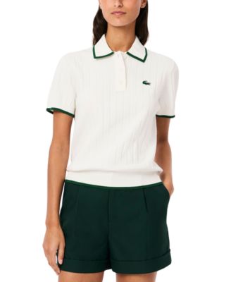 LACOSTE USA - Women's Trimmed Short-Sleeve Polo Sweater
