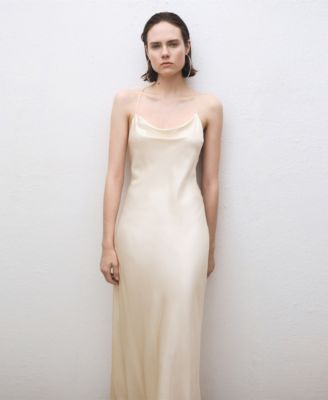 Women's Draped Neckline Silk Dress