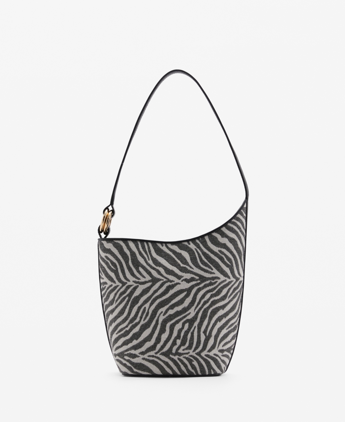 Mango Large Zebra-print Bucket Bag Black In Black