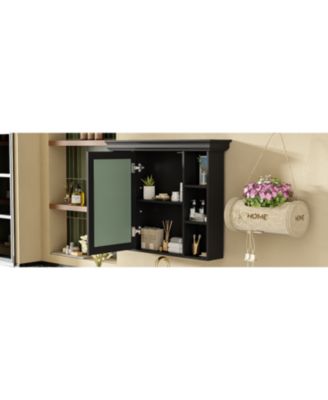 Streamdale Black Wall-Mounted Bathroom Cabinet with Mirror and Shelves