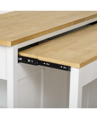 47" Extendable Kitchen Island with Storage, Power Outlet