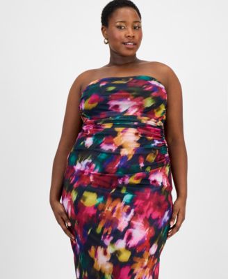 Trendy Plus Size Strapless Midi Bodycon Dress