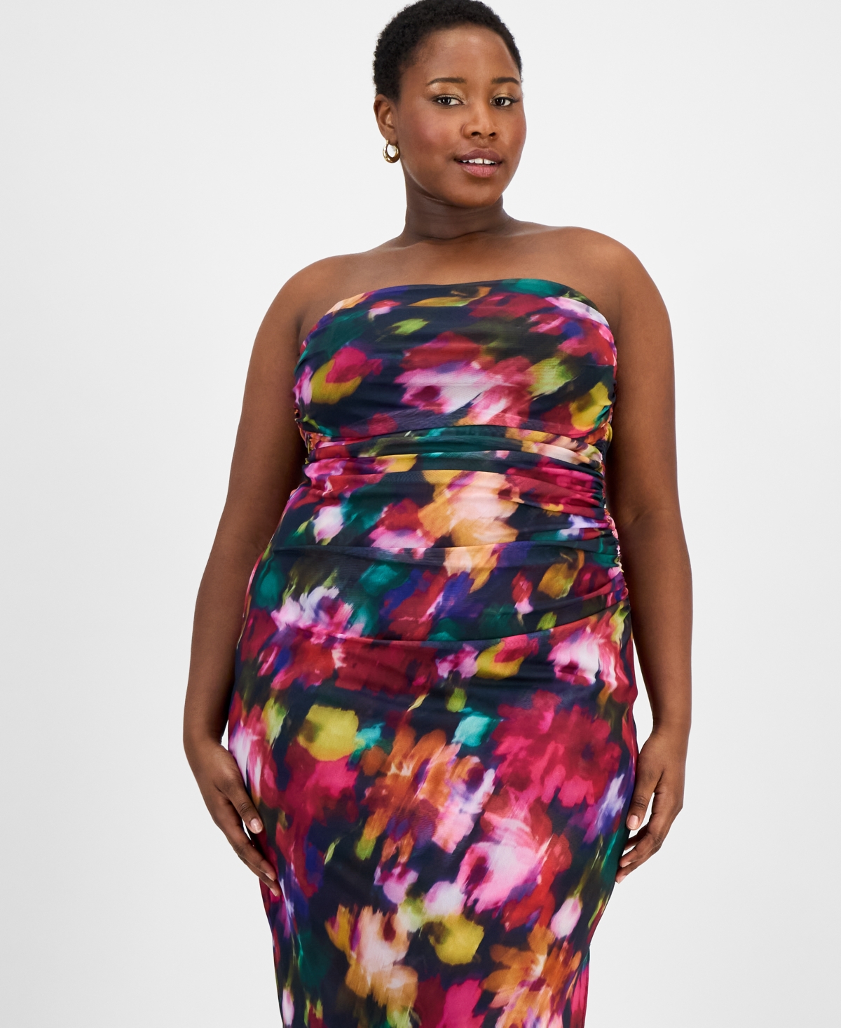 Emerald Sundae Trendy Plus Size Strapless Midi Bodycon Dress