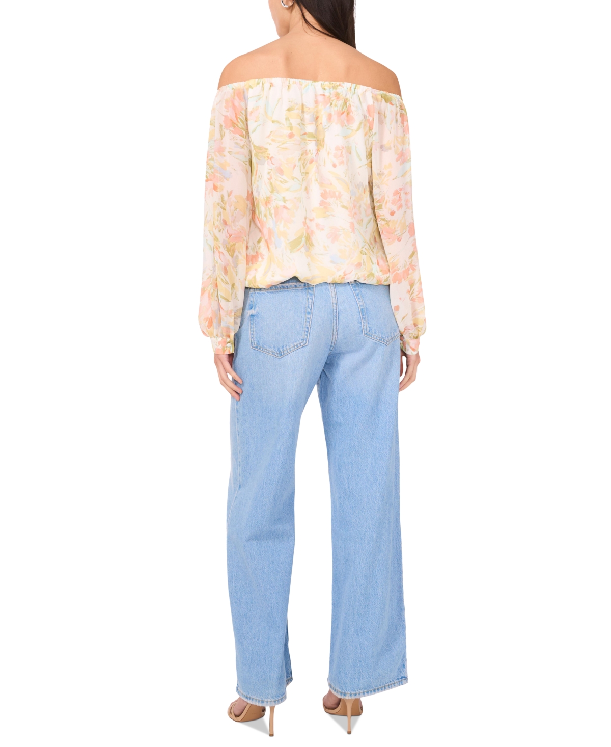 Shop Vince Camuto Women's Printed Off-the-shoulder Tied-hem Top
