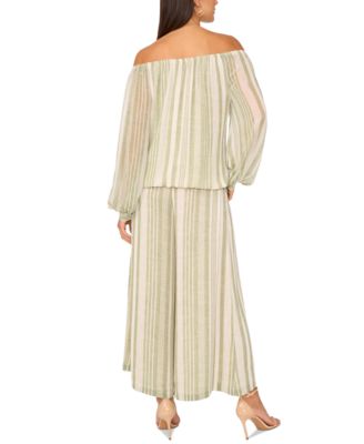 Women's Stripe Off-the-Shoulder Tied-Hem Top