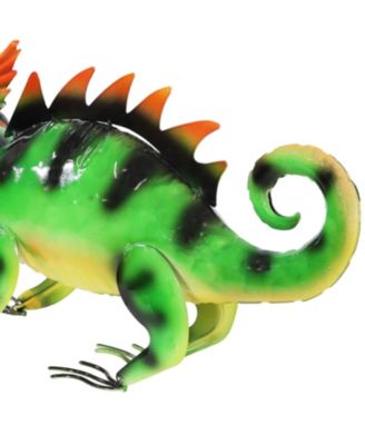 Greg and Gary the Green Chameleons Indoor/Outdoor Statues - Iron Construction - Green - Set of 2
