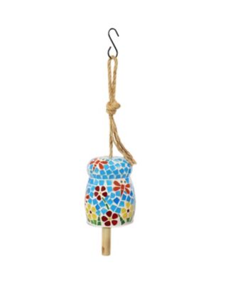 Outdoor Spring Flowers Mosaic Glass Wind Chime Bell - 7"