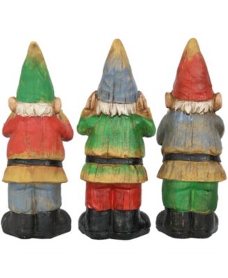 Three Wise Garden Gnomes - Hear, Speak, and See No Evil Set - Outdoor Lawn Statues