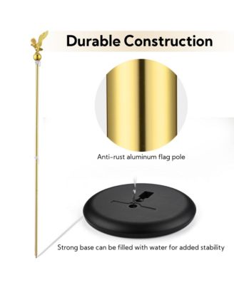 6Ft Indoor Flag Pole Kit Eagle Topper Aluminum Gold Pole with Base 3x5Ft US Flag for Office School City Hall