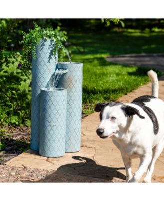 Moroccan Trellis 3-Column Modern Outdoor Water Fountain - 27.5"