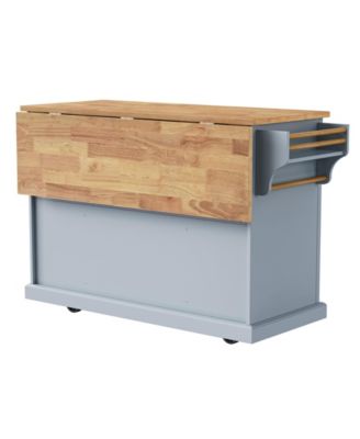 54" Kitchen Island Cart, Drop Leaf, Storage