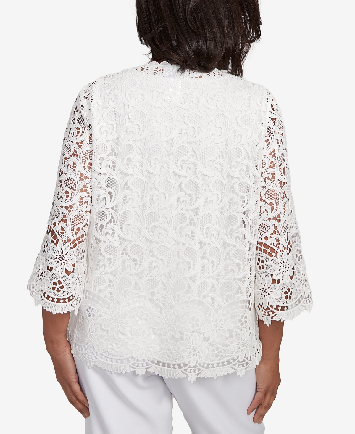 Alfred Dunner Petite Estate Of Mind Embellished Lace Two In One Top In Multi