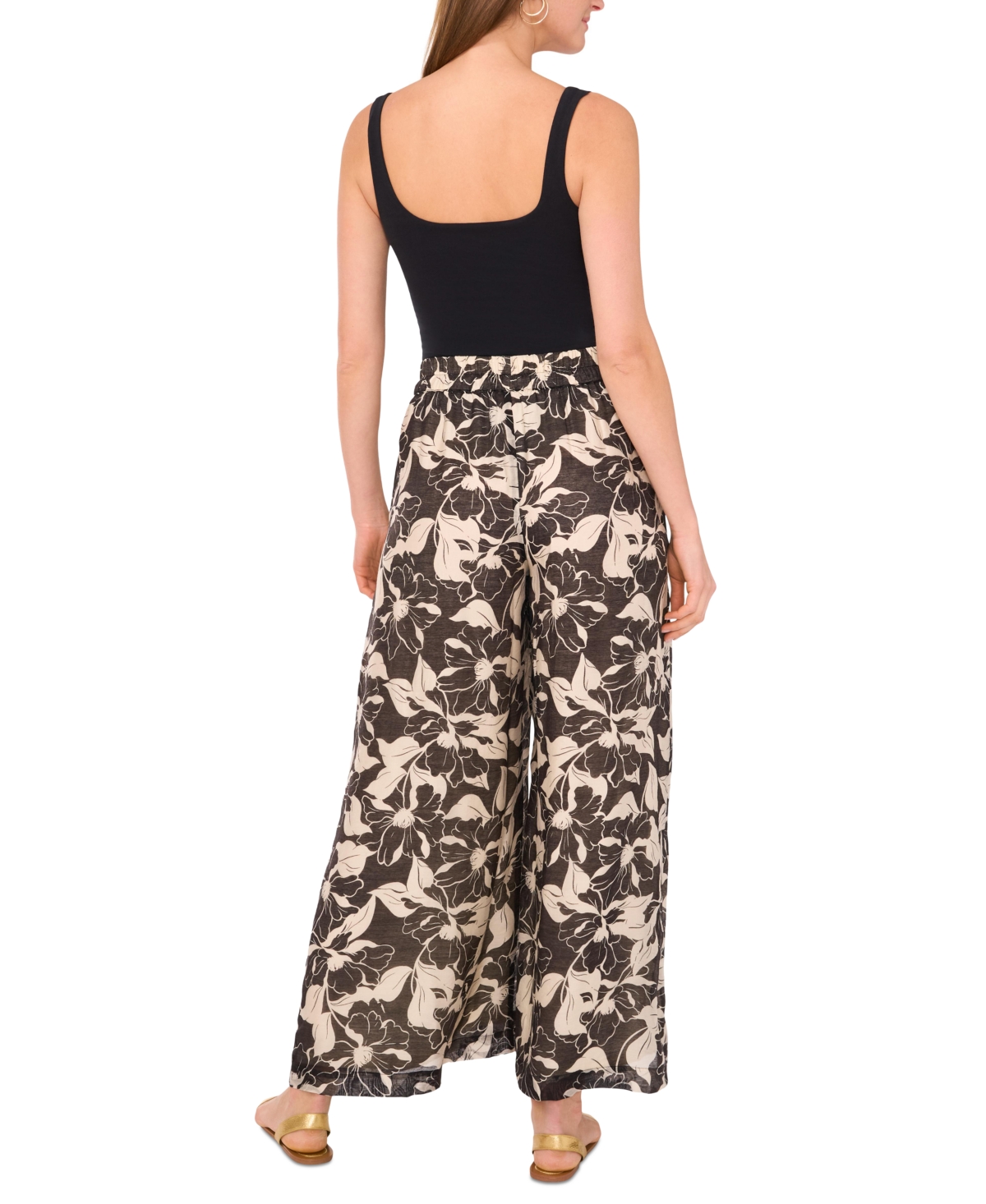 Shop Vince Camuto Women's Vine-print Wide-leg Pull-on Pants