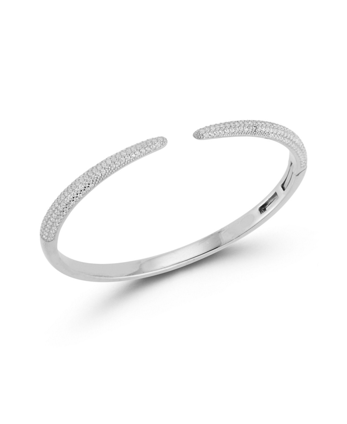 Sterling Silver Pave Claw Cuff Bangle Bracelet - Silver