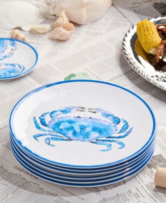 Beach House Crab Melamine 6-Pc. Dinner Plates, Service For 6
