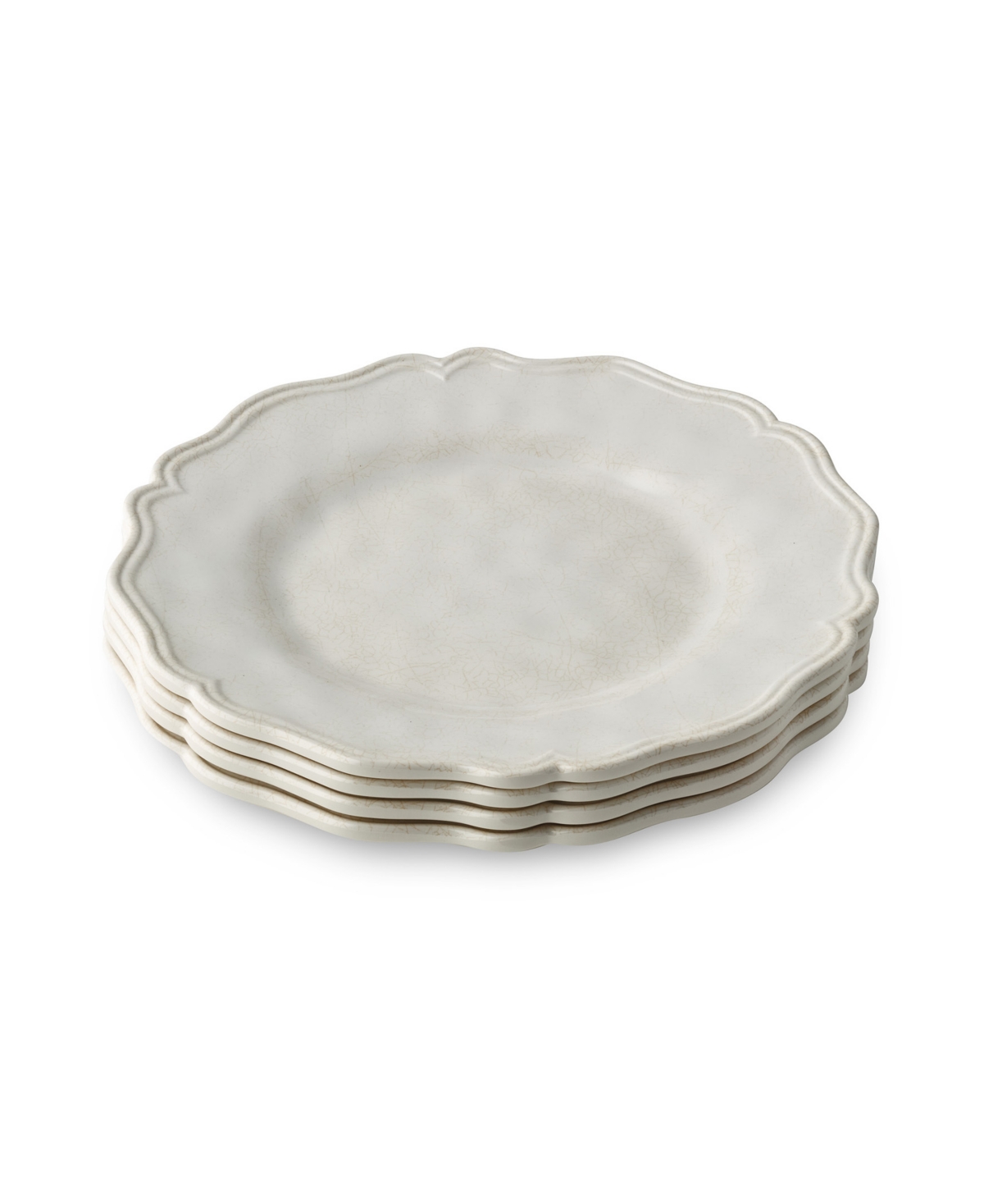 Isabella Crackle Melamine 4-Pc. Salad Plates, Service For 4 - Cream