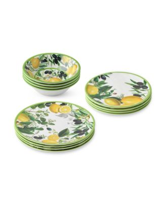 Limone Melamine 12-Pc. Dinnerware Set, Service For 4