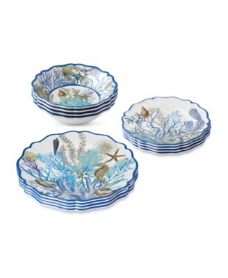 Blue Lagoon Melamine 12-Pc. Dinnerware Set, Service For 4