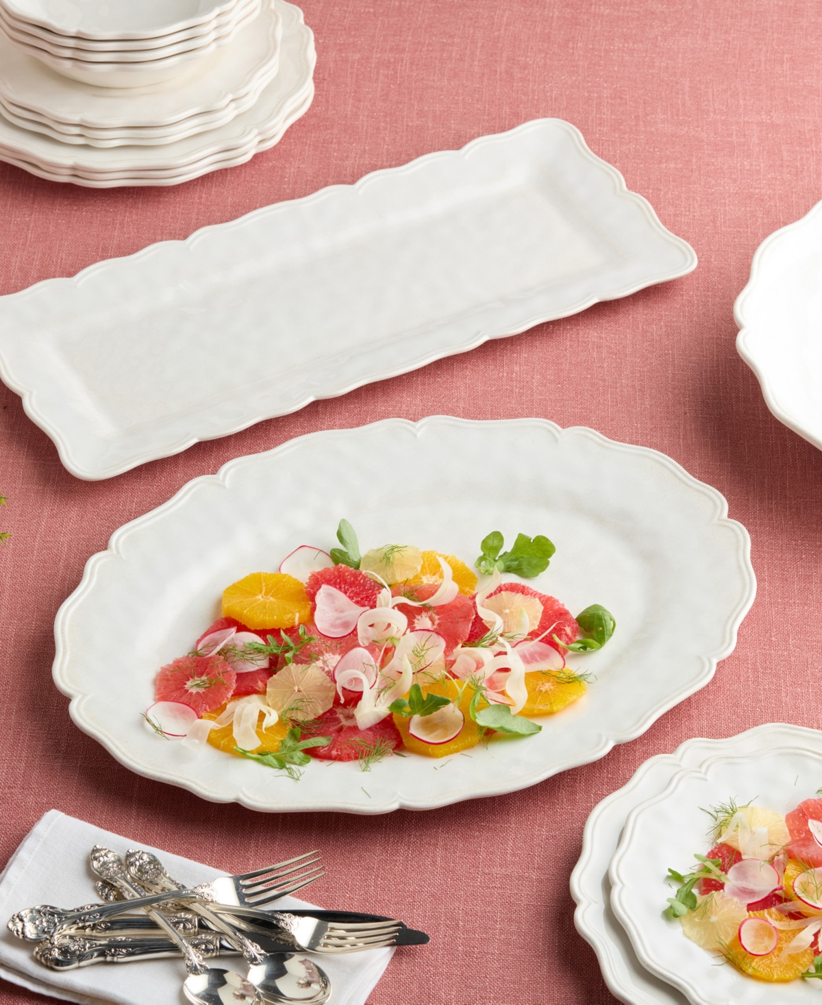 Certified International Isabella Melamine 2pc Platter Set In Cream