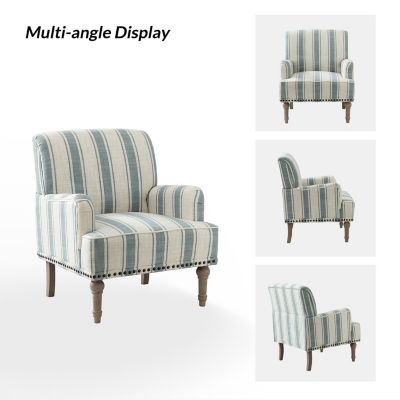 Arching Armchair with Solid Wood Legs and Nailhead Trim